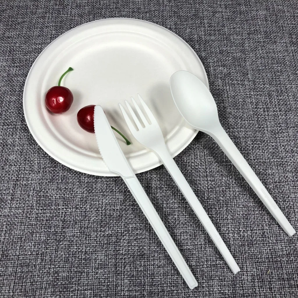 16 15%off 7 inch biodegradable utensil PLA CPLA plastic black test soup tea ice cream spoon fork knife spork cutlery set