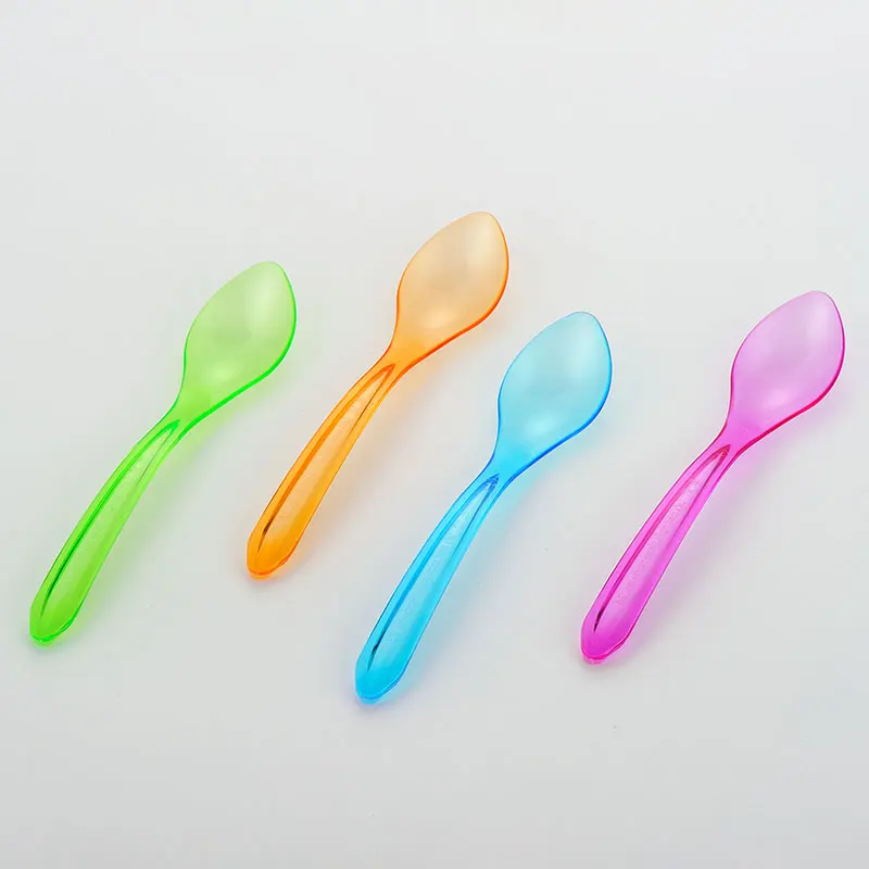 Customized Disposable Mixed Colours Plastic Spoons 3.5g Disposable Ice Cream Scoop Dessert Spoon