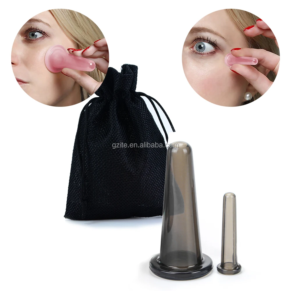 Portable BPA free silicone therapy suction massage cups  medical grade silicone body face massage  cupping set