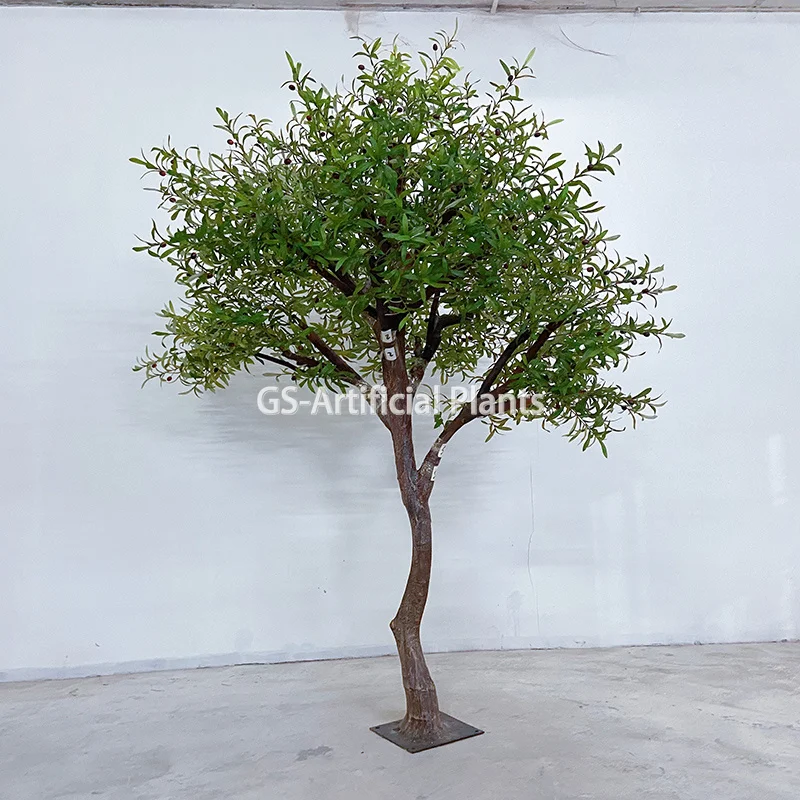 Artificial olive green leaves plant decor in home tree branch simulation plant artificial olive trees