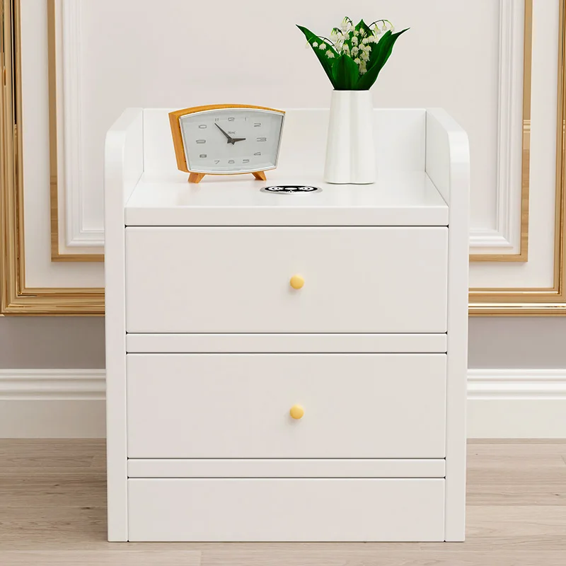 Nordic luxury modern solid wood night stand table bedroom white smart wireless charging bedside night stand drawer