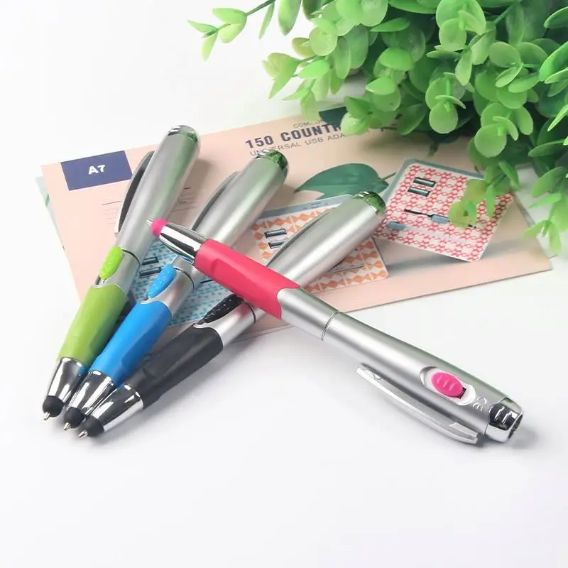 3 in 1 active click stylus plastic promotional custom logo light pen for ipad