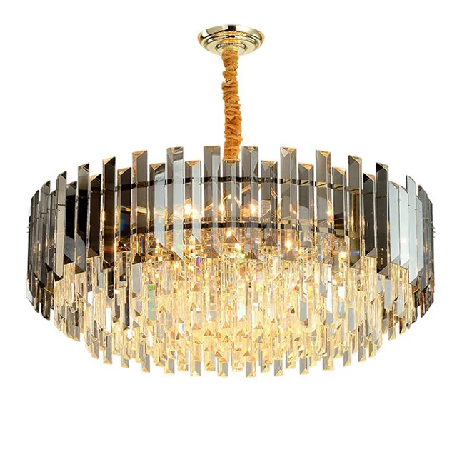 Роскошная Современная черная комнатная Золотая светодиодная подвесная люстра, роскошный хрустальный подвесной светильник k9