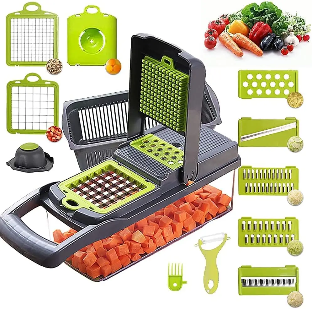 Hot Selling Kitchen Multi 12 in 1 Manual Mandoline Fruit Vegetable Cutter Onion Dicer Slicer Vegetable Chopper
