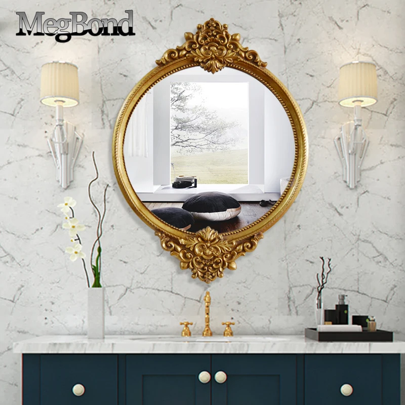 Resin antique bathroom wall mirror for salon
