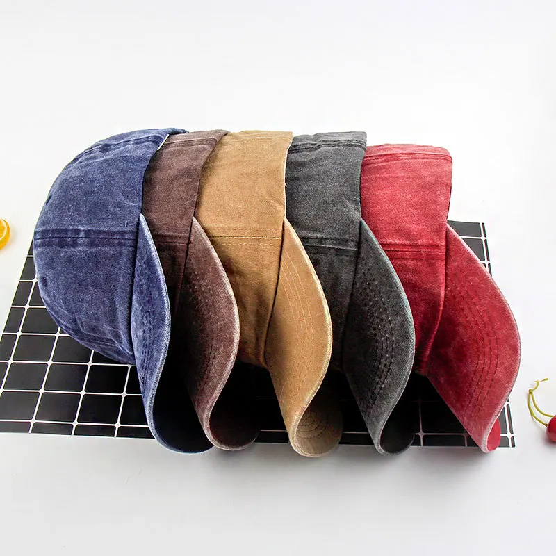 YD151 Women Man Custom Summer Outdoor Solid Color Sun Dad Hat Peaked Baseball Cap Sunshade Washed Distressed Jean Sports Hats