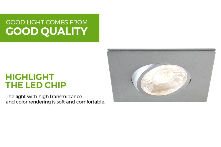 ETL Square 3 Inch COB Recessed Lighting 7W White Fixtures Gimbal Trim Led Downlight CRI90 with Junction Box for Wet Location