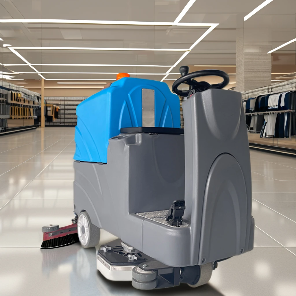 EAC Certification Shuojie SJ115 Ride On Type Floor Cleaning Machine Scrubber Commercial Floor Scrubber Drier