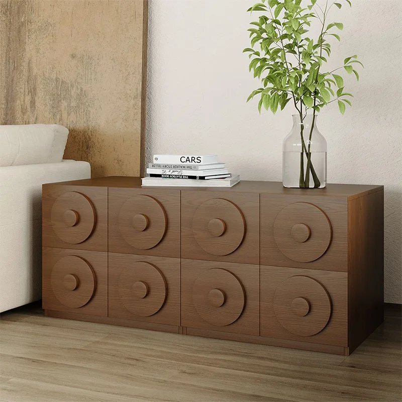 Nordic Living Room Bedroom Cabinets Medieval Carved Chest of Drawers at the End of the Bedroom Brown Storage Cabinets