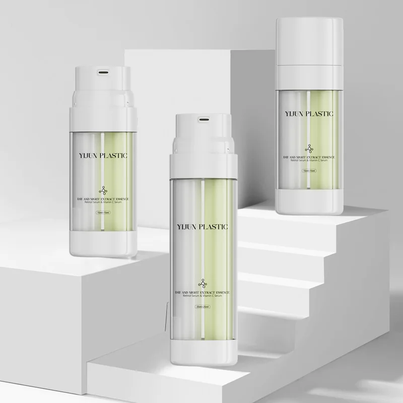 15ml+15ml /30ml+30ml Plastic Airless Dual Chamber Pump Cosmetic Double Tube Screw Cap Lotion Lotion Bottle PE PUMP Sprayer