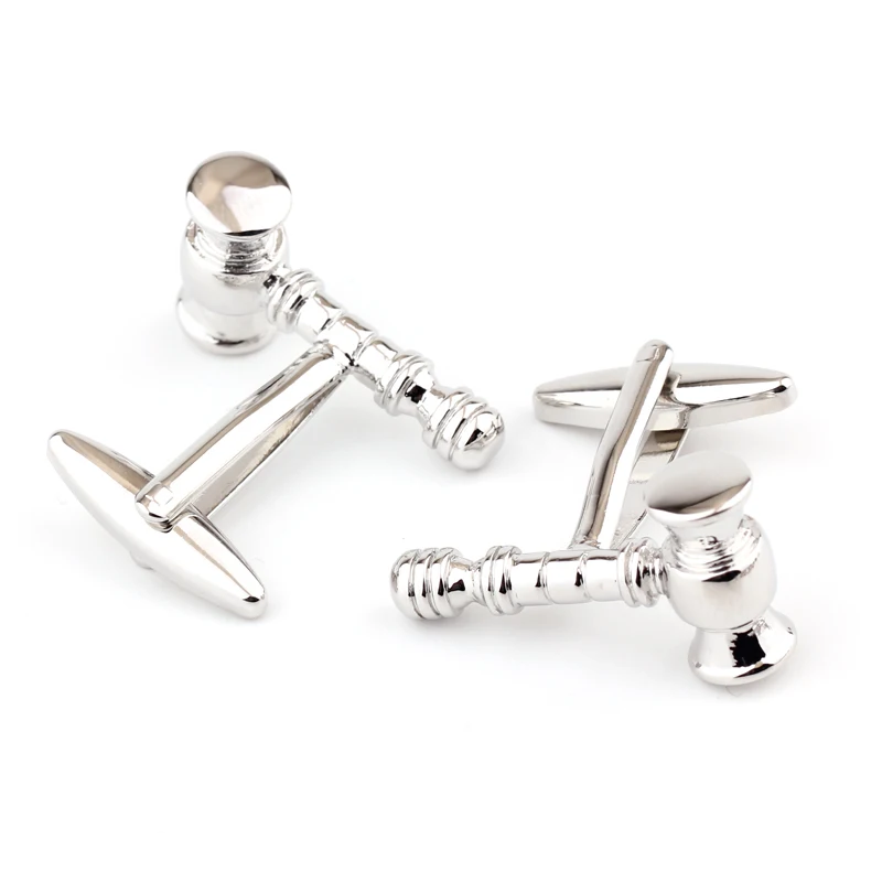 Wholesale Silver Judge Hammer Design Metal Cufflinks Hand Waw Hammer Cufflinks French Cuff link Mens Shirt