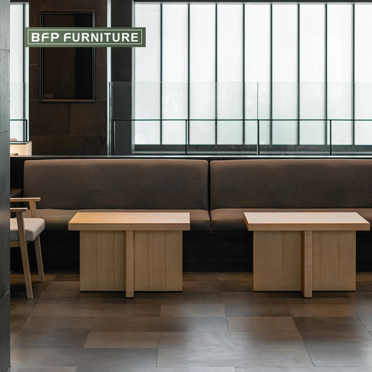 BFP Furniture hotel lobby  modern style  Restaurant Project Furniture Dining Table and Chair Set wood