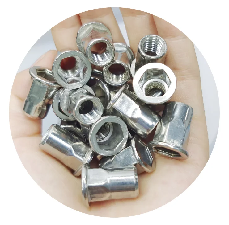 Manufacturer M3 M5 M6 M8 Stainless Steel Plated 304 Half Hex Rivet Nut Threaded Rivet Nuts with Flat Head Insert Nut