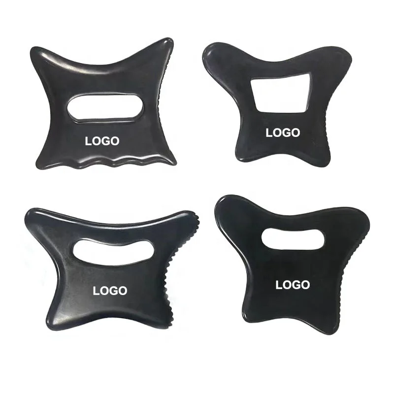 Logo Large Gua Sha Massage Tool Anti Cellulite Guasha Therapy Massager Natural Black Bian Stone Body Gua Sha Tool For The Body