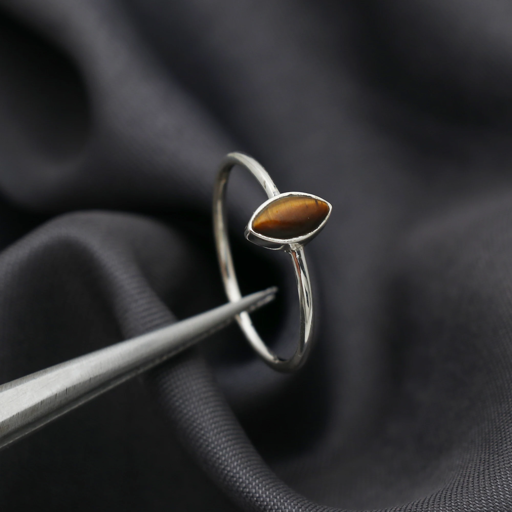 Minimal Tiger Eye Marquise Gemstone Ring 925 Sterling Silver RingMinimal Tiger Eye Marquise Gemstone Ring 925 Sterling Silver Ri