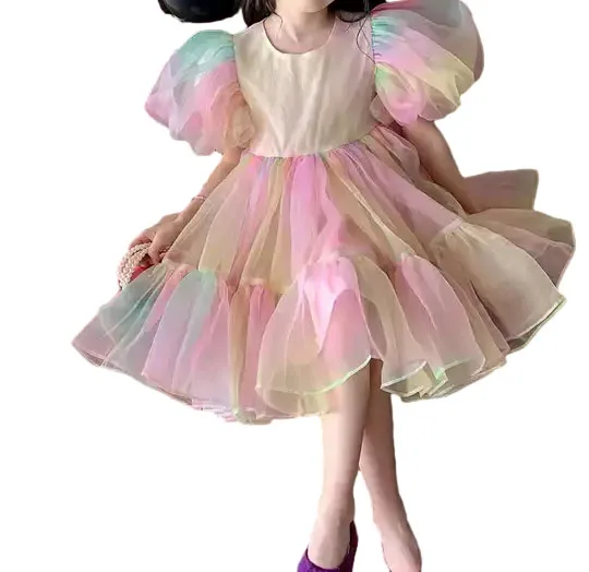 New Fashion Multi-color children frock design for 2 to 6 years old girls girls night dress full romantic