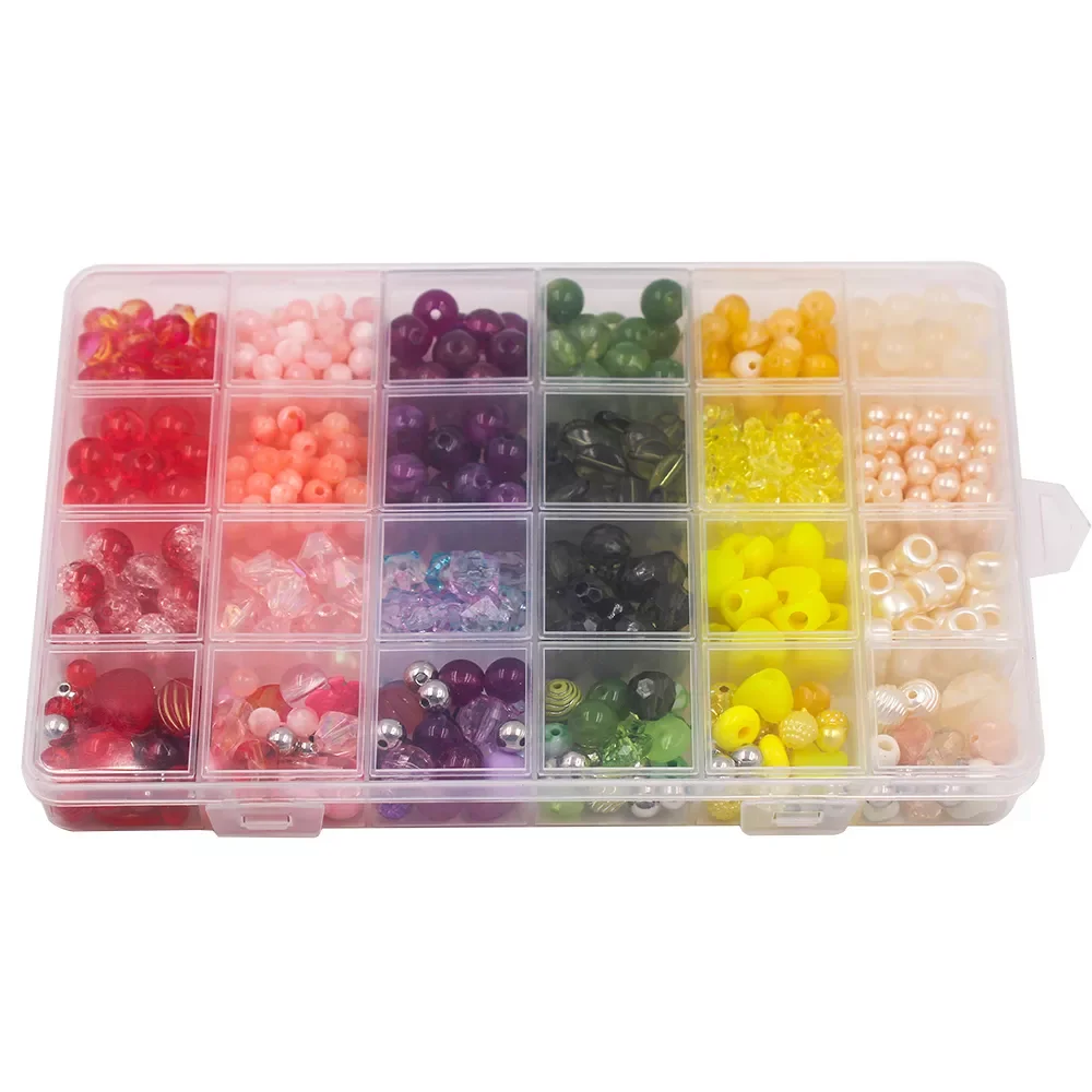 Wholesale 24 Colors Mixed Shapes Beads Kit Crystal Beads Set For Jewelry Making DIY