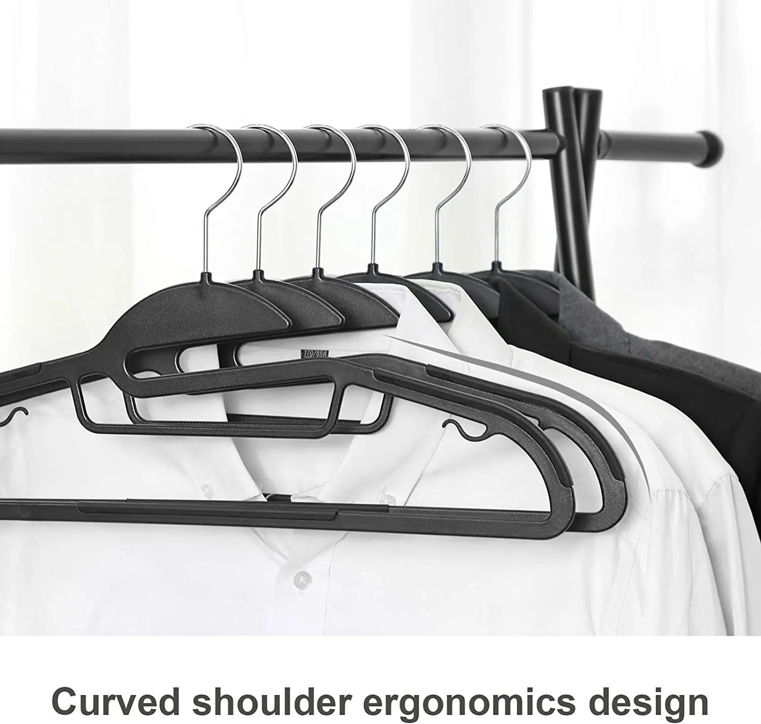 Stylish Black plastic hanger with grip antislip durable ABS plastic sustainable hanger for cloths