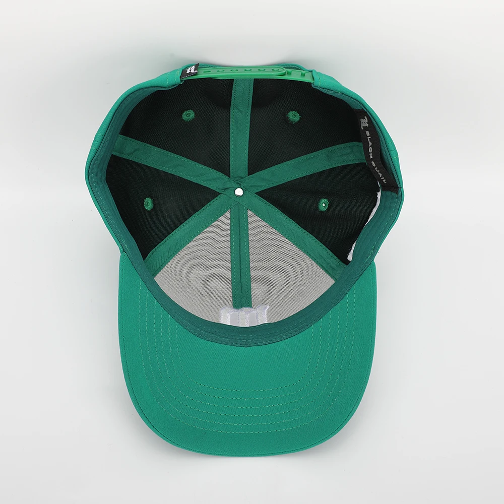 Wholesale Custom Mens High Quality 6 Panel Curved Brim 3D Embroidery Logo Green Structured Baseball Cap Dad Hat