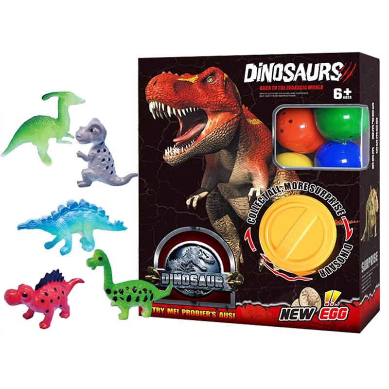 QS Customized Dinosaurs Eggs Gacha Machine Dino Capsule Figure Toys Model For Boy Kids Gift 6PCS