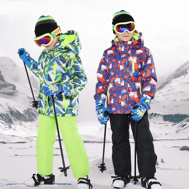 
Kids Ski Suit Windproof Waterproof Warm Snow Set Pants Winter Skiing 