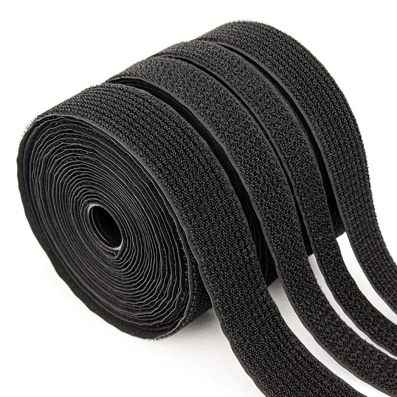 Black Nylon Hook Loop One Side High Quality  Customized Hook And Loop On The Same Side