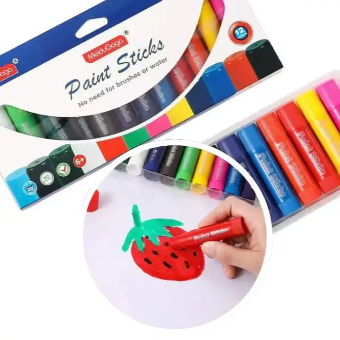 MeiduGaga 12 classic colors quick drying mess free solid paint sticks solid tempera paint sticks crayon set kit pastel