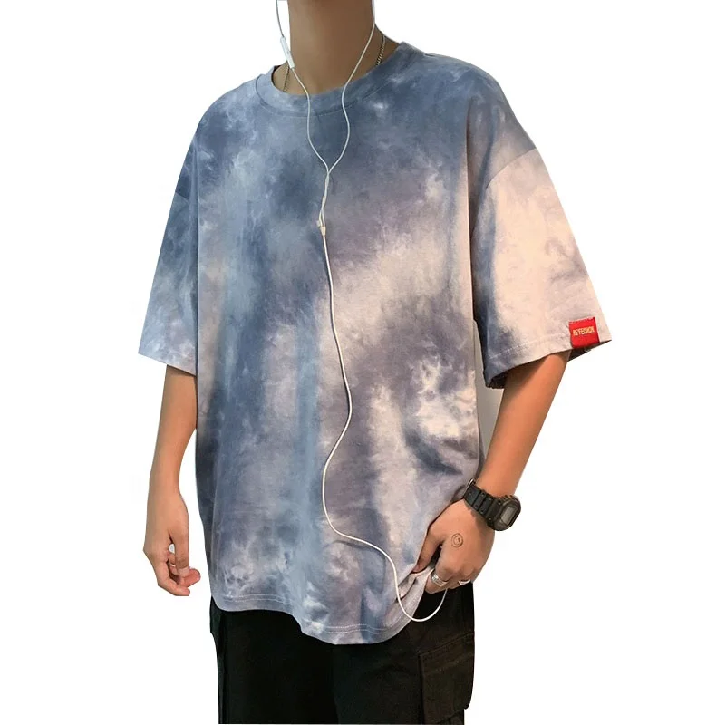 
Men/Women Tie Dye Summer T Shirt Half Sleeve Cotton Tye Dye Streetwear Urban Unisex Oversized Tshirt 