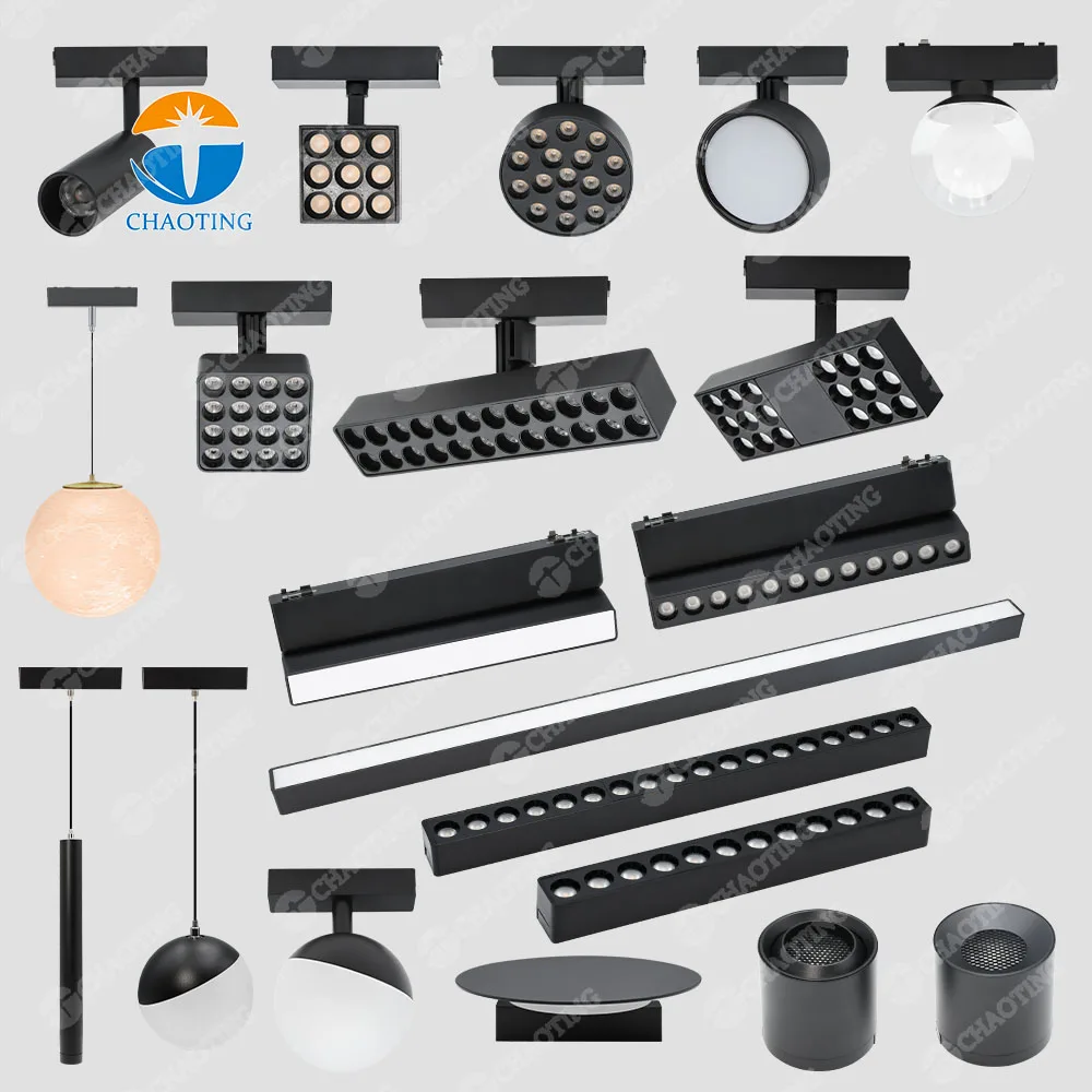 Led Tracklight Supplier Black White Color Adjustable 360 Cob Track Light Focus Light In Dimmable 30W Led Track Lighting System