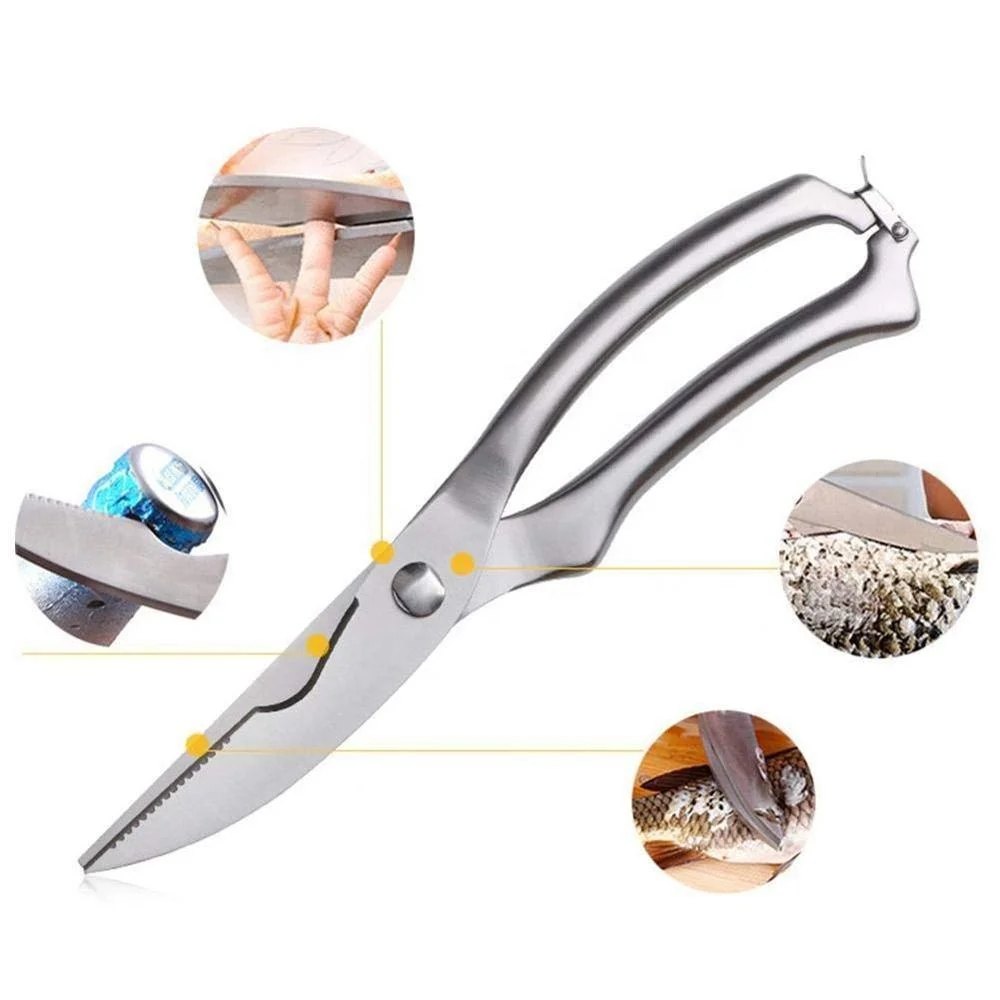 
Large Practical Super sharp Stainless Steel Spring Loaded Handle Kitchen Poultry Scissors  (62278992499)