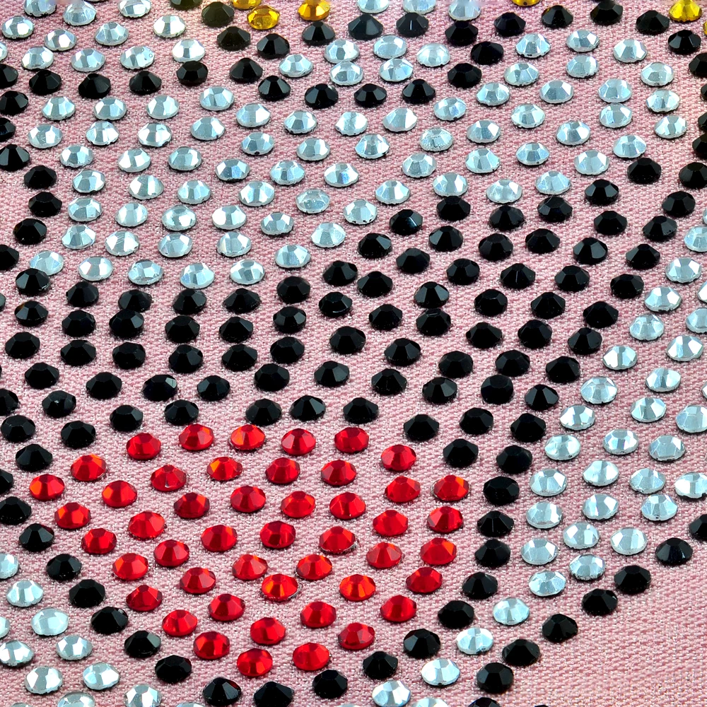 Custom rhinestone transfer motif glitter ladybug heart patterns hot-fix bling valentines rhinestone heat transfers for hoodie