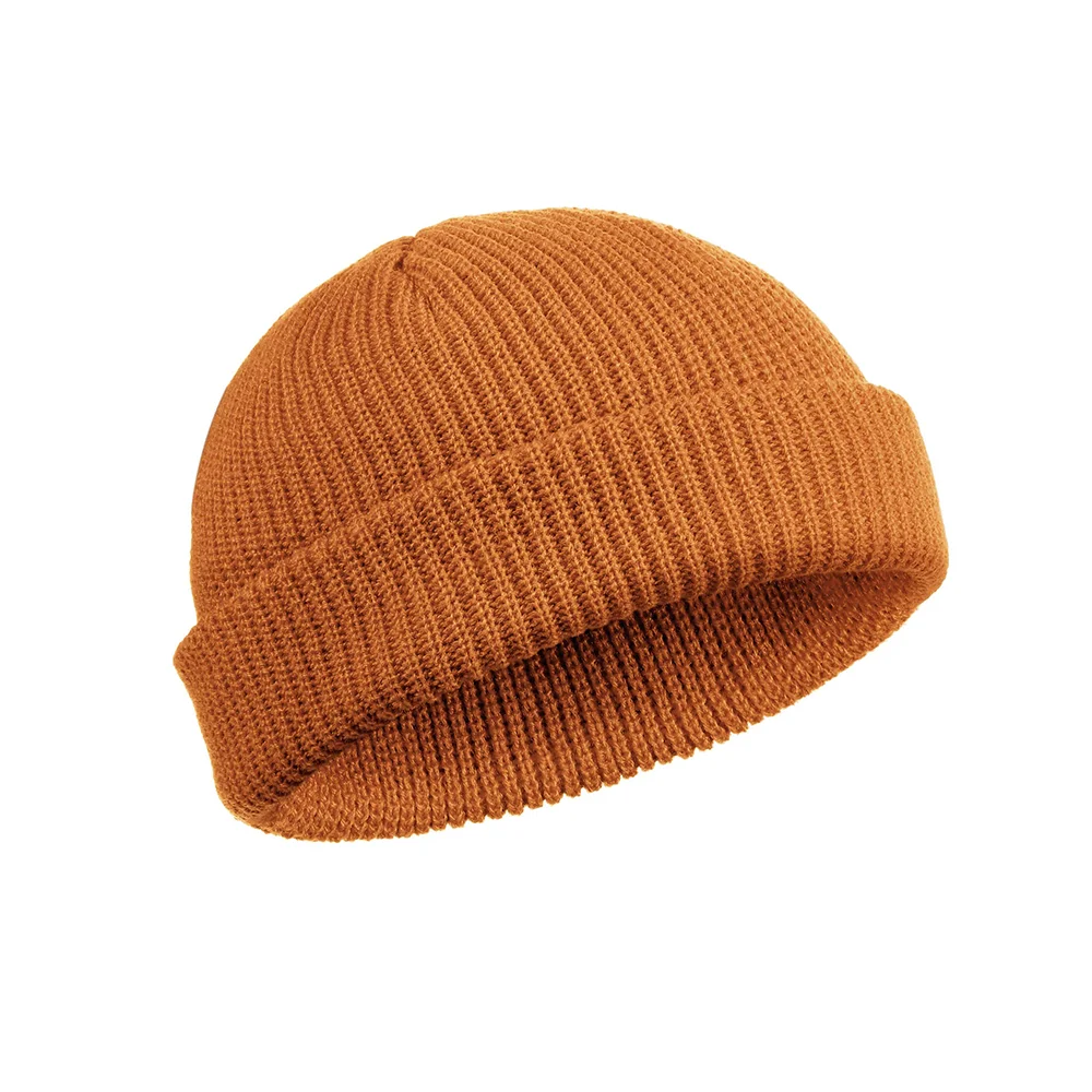 High Quality Autumns Casual Beanie Hats Designer Winter Knitted Plain Beanie Caps Popular Short Fisherman Beanie Hat With Logo