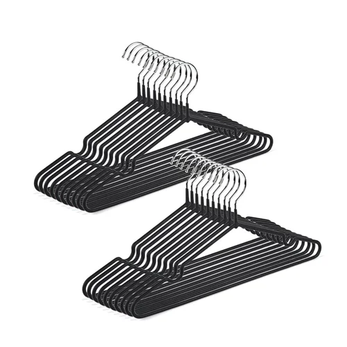 Wholesale Heavy Duty Metal Wire Hanger for Clothes with Black PVC Coated