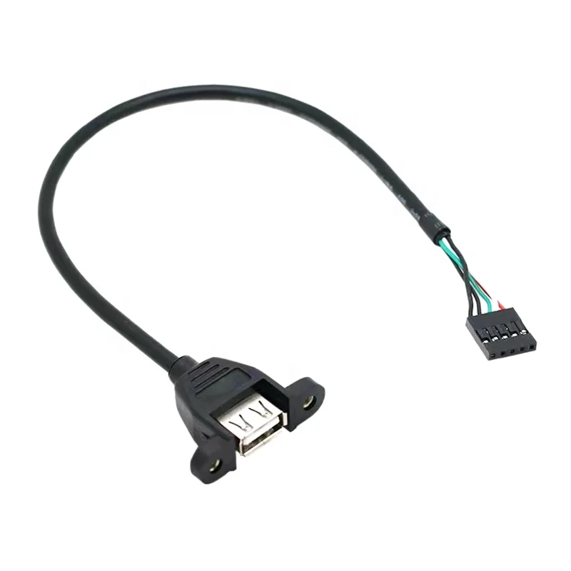 USB Female Screw Panel Mount Cable To Motherboard Dupont Terminal 5PIN PH2.54MM
