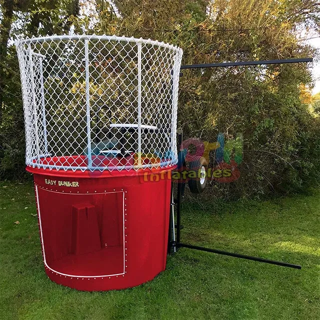 Cheap Portable Water Games Inflatable Bouncer House with Pool dunk tank Machine