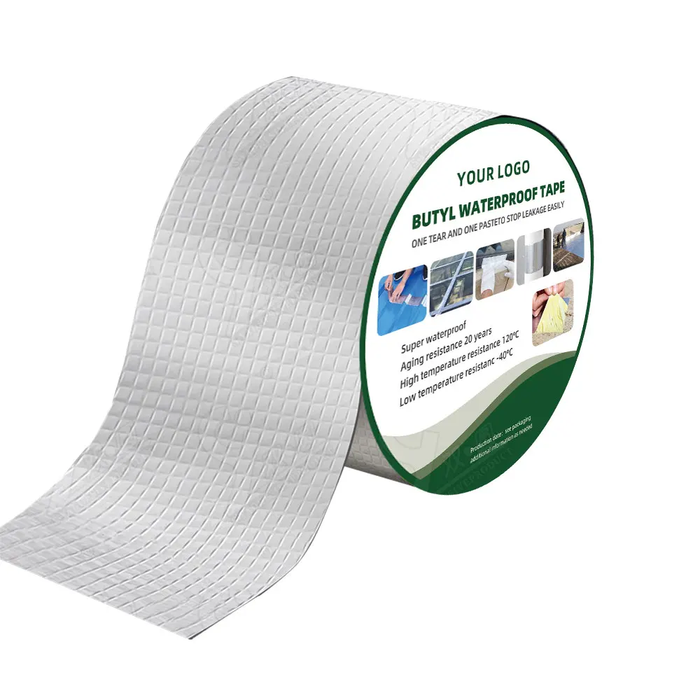 Wholesale 5m x 48mm Self Adhesive Aluminum Foil Butyl Tape Waterproof Roofing Membrane For Roof Crack Sealing