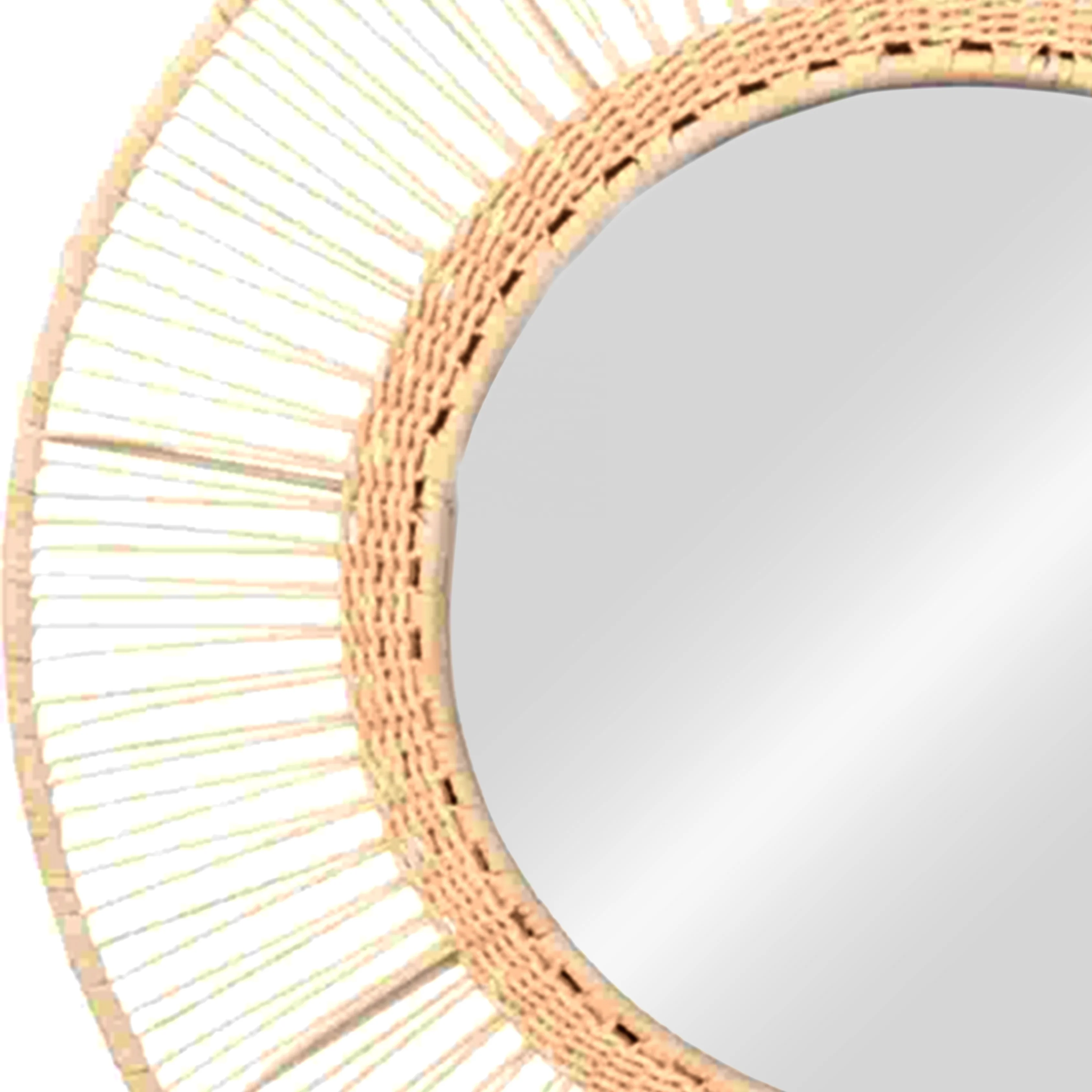 Kastara Sun Shape Wall Decor New Rattan Mirror with Cartoon Design round Wood Pattern in Black Color