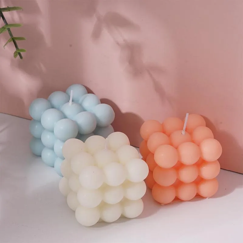 1PC Small Bubble Cube Candle Soy Wax Aromatherapy Scented Candles Relaxing Birthday Gift Cube Scented Decorations Candle DIY Wax