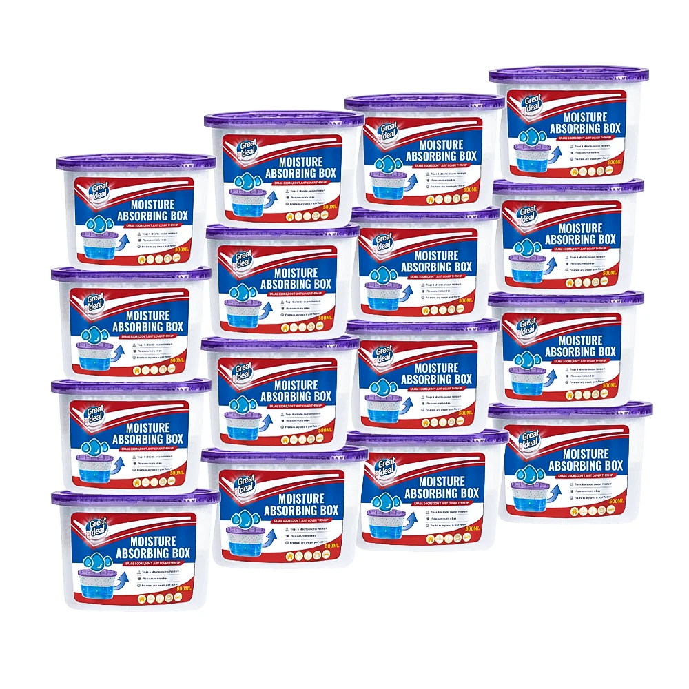 500ML Mositure Absorbing Box Home Use Calcium Chloride 99.9% Moisture Removal Deodorizer Protect Clothes