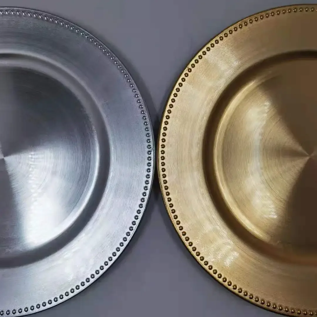Bulk Luxury Custom Wholesale Plastic Silver Gold Charger Plates For Dining Wedding Dinner Plates