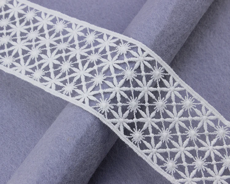 Custom Color French Nylon Guipure 3D Flower Polyester Trim Lace Material Border Embroidered Lace Trim For Lingerie Dress