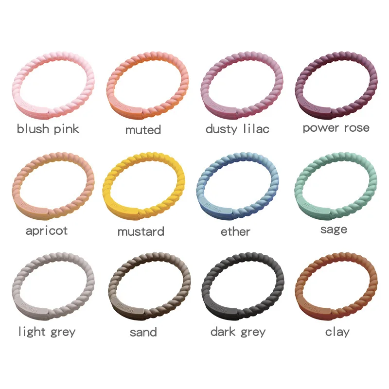 Colorful BPA Free Silicone Boiled In Water Safe Baby Biting Glue Chewing Grinding Stick Dental Gum Bracelet Toy