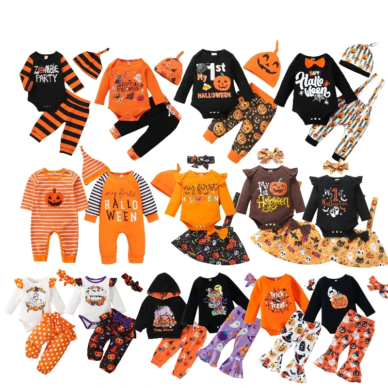 Costume Infant Toddler Boy Girl Cute Halloween Pumpkin Cosplay Baby  Gift Romper Set with Hat