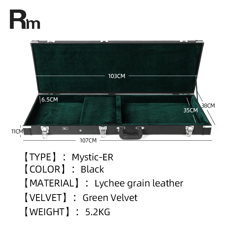 Black Leather Electric Guitar Hard Case Wooden Square Hard Case Guitar Durable Custom Guitar Case Bag