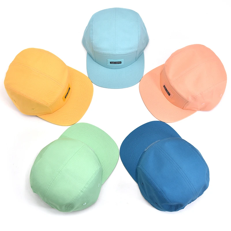 Oem Custom Design Rubber Printed Logo All Over Printing 5 Panel Camp Cap Sports Running Camper Hat Lightweight Camping Cap