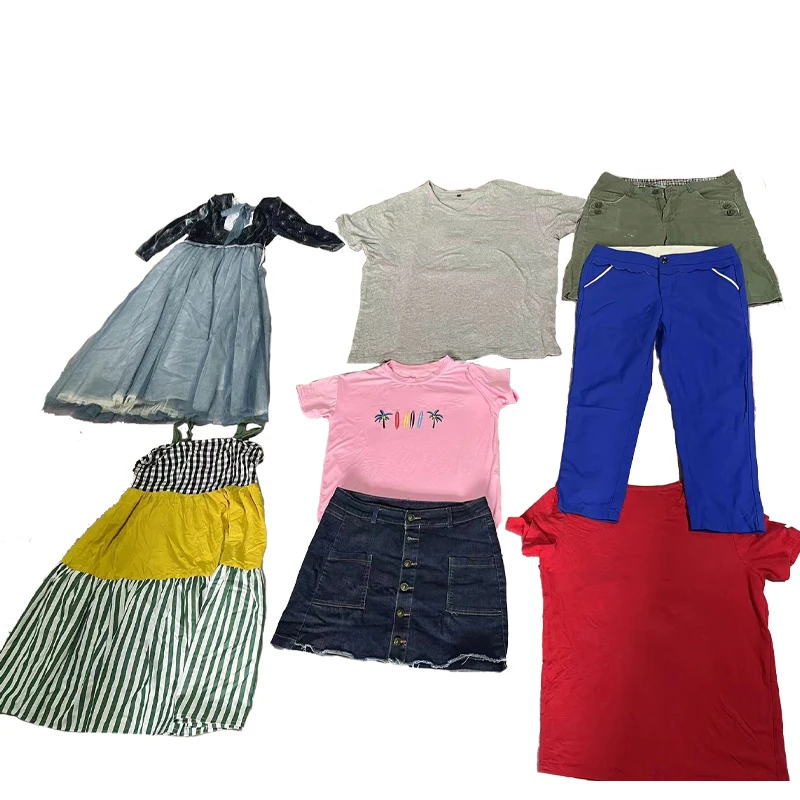 Old clothes used summer dress women second hand stock clothes mixed Brand 2nd hand clothes t-shirt 2024