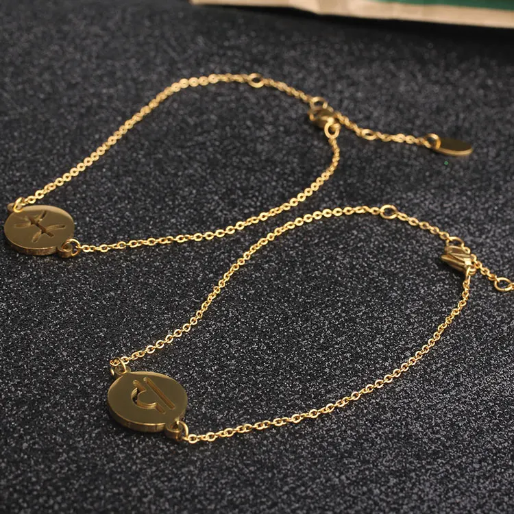  F4U-B124 полный запас нержавеющая сталь позолоченный goops pulsera зодиакальный зодиак ювелирные изделия шарм регулируемые браслеты для