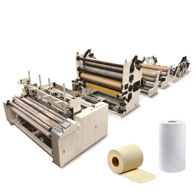 Automatic jumbo roll toilet paper rewinding perforating cutting machine