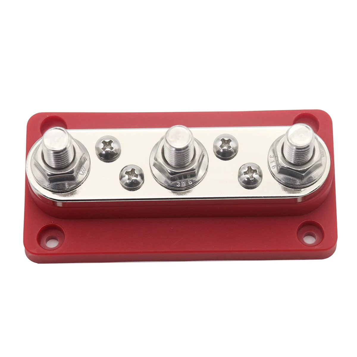 Amomd Red 3 Bolts 4 Screws Way 300A Copper Solar Bus Bar