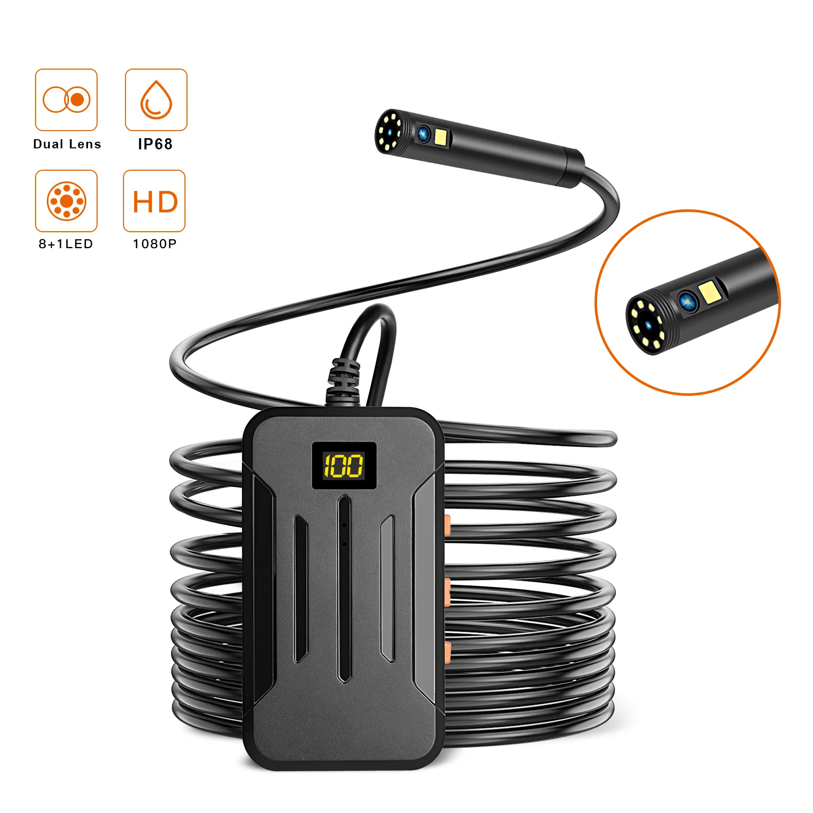 F300 Dual lens Wireless Endoscope WIFI Inspection Camera 1080P wireless Dual camera borescope snake camera for iphone android